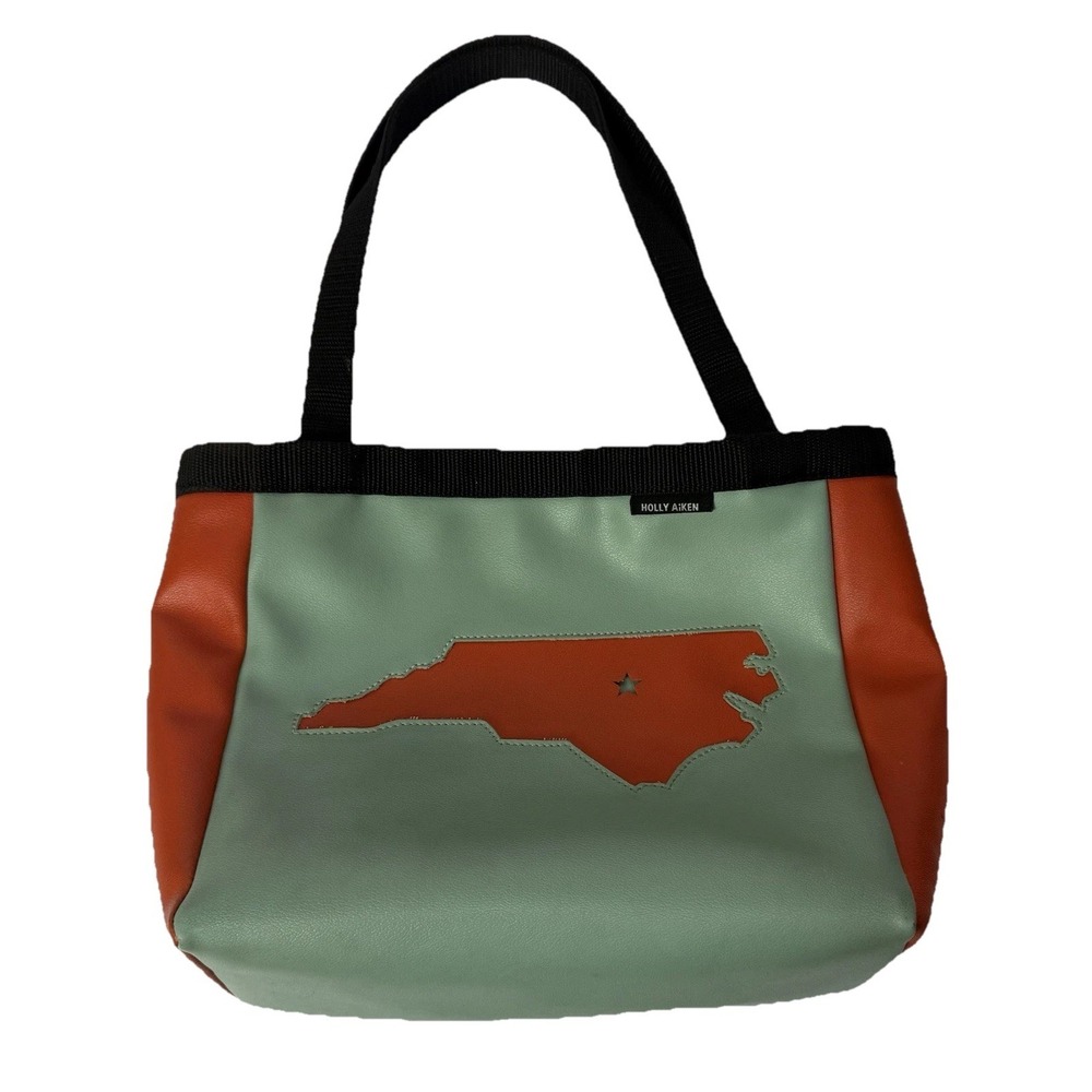 Holly Aiken Aqua & Orange Designer Medium Tote Bag North Carolina Made in USA